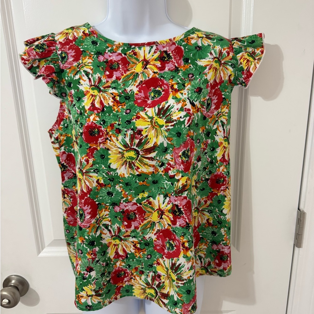 Floral Ruffle Sleeve blouse Top